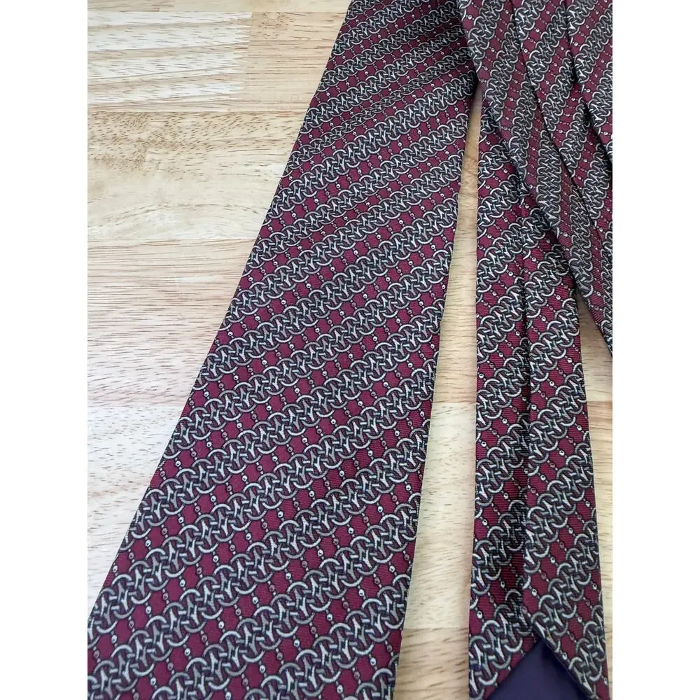 Liberty of London Men's 100% Silk Neck Tie Red Gold Geometric JL